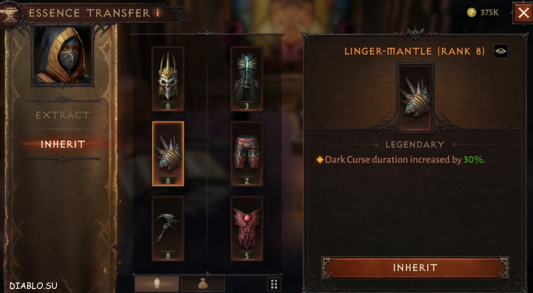 Inherit property tab and item selection in Diablo Immortal