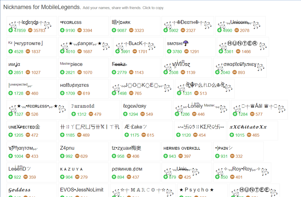 Schöne Nicknames für Mobile Legends
