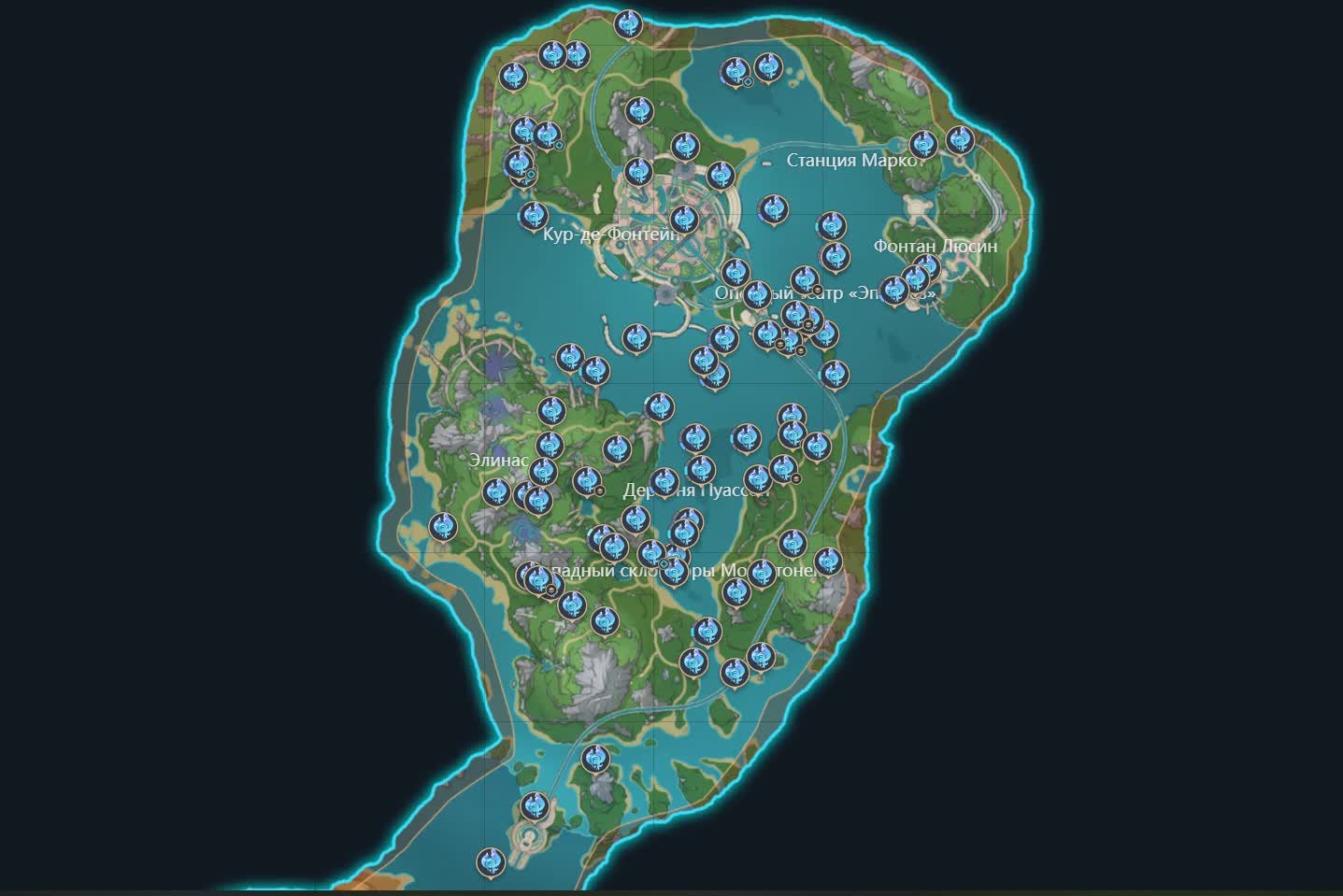 Alle Hydroküle in Fontaine in Genshin Impact 4.0 - Karte