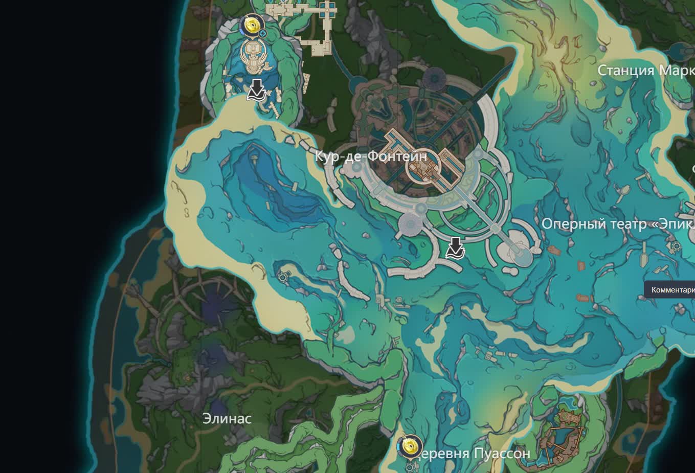 Alle strahlenden Kristalle in Fontaine in Genshin Impact - Karte