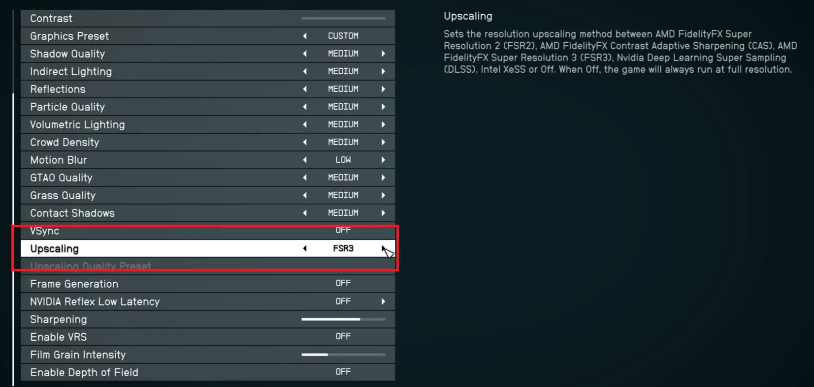 How to enable FSR 3 in Starfield - where is this setting