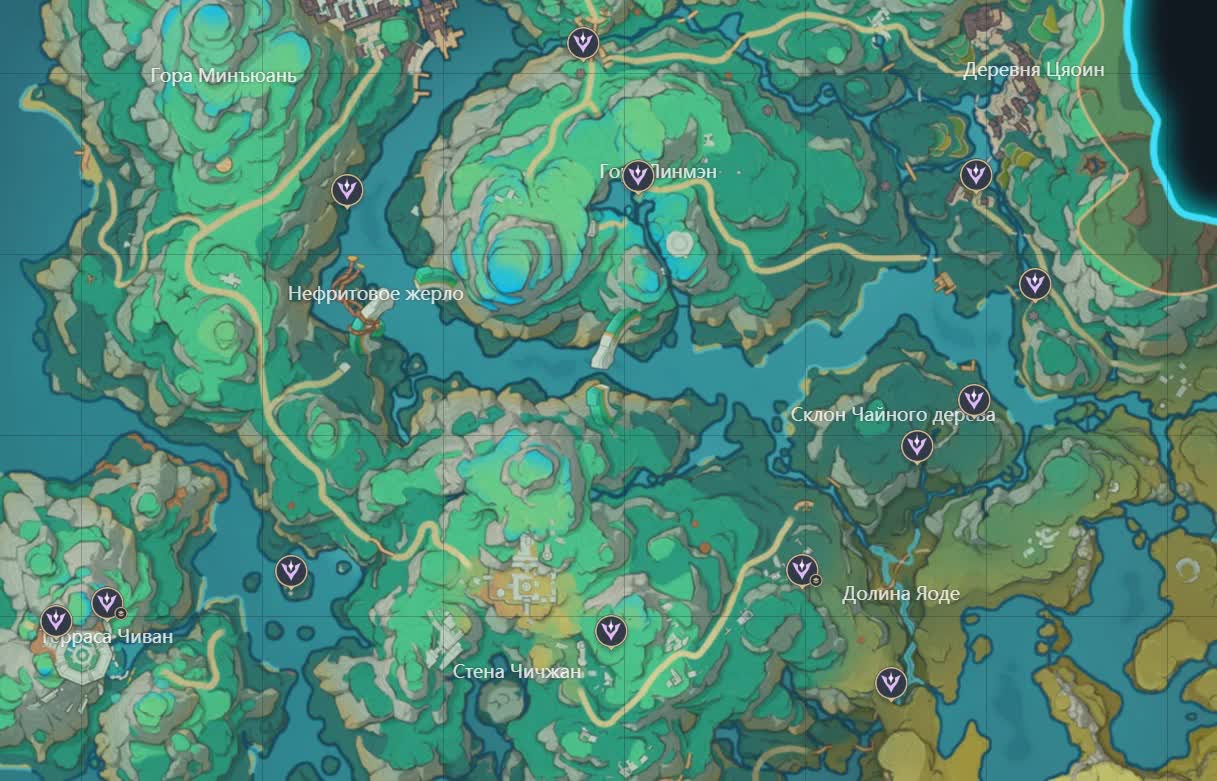Geografie des Chenyu-Tals in Genshin Impact - Alle Aussichtspunkte auf der Karte für das Archiv
