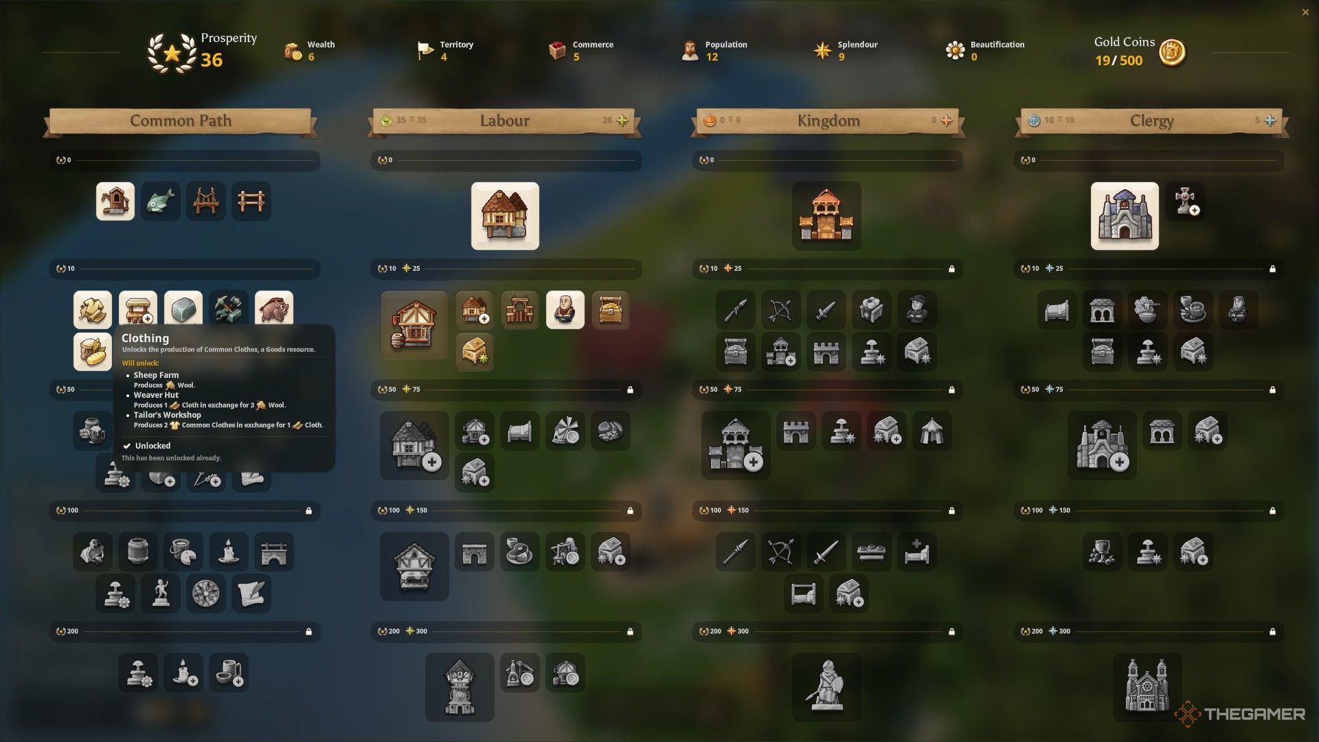 Clothing option from the Progression menu in Foundation.
