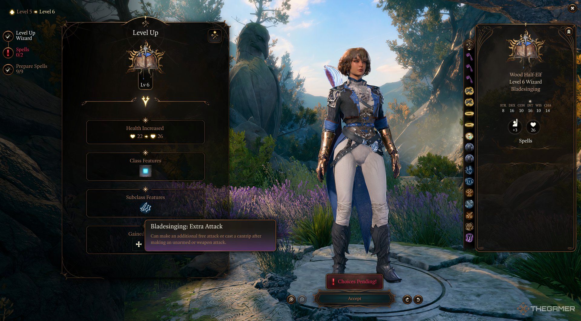 Bladesinging Wizard gains Extra Attack Feat in Baldur's Gate 3.