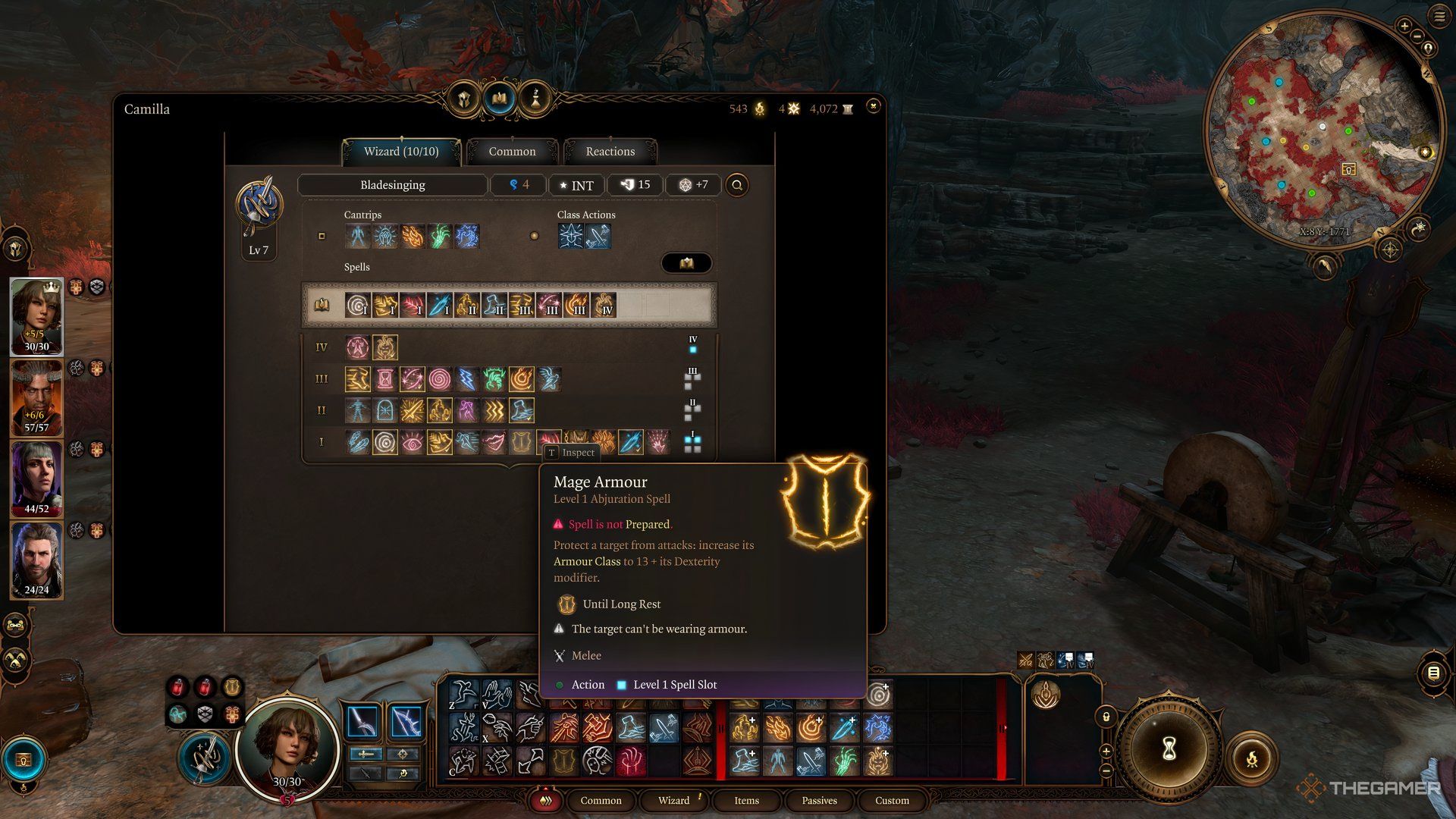 Bladesinging Wizard looks at the effects of Mage Armour spell in Baldur's Gate 3.