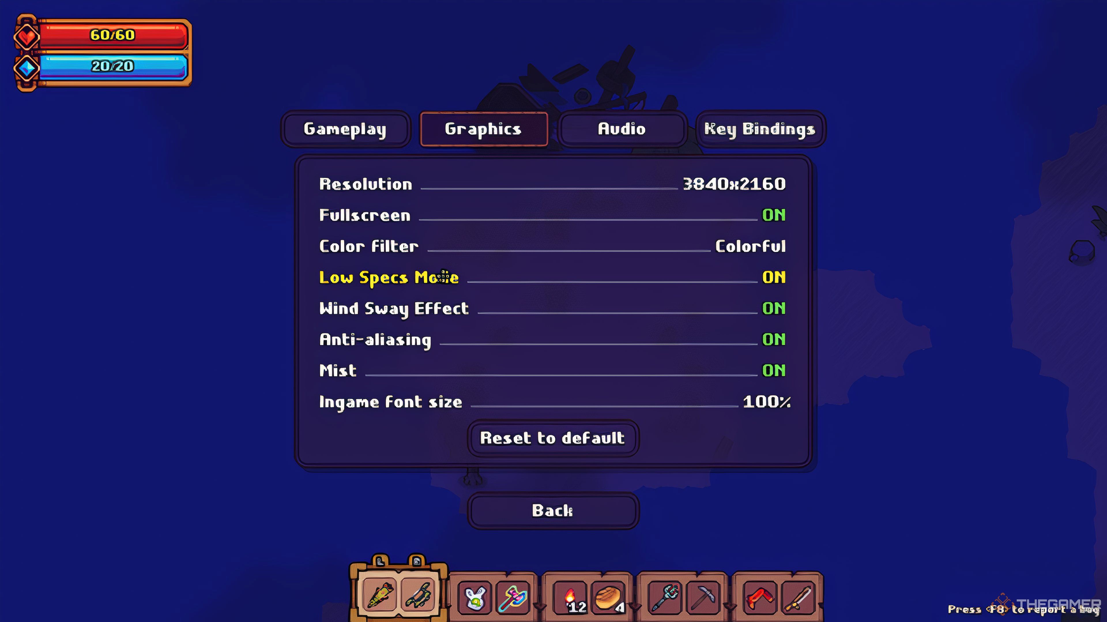 Low Specs Mode in the Graphics Settings in Tinkerlands.