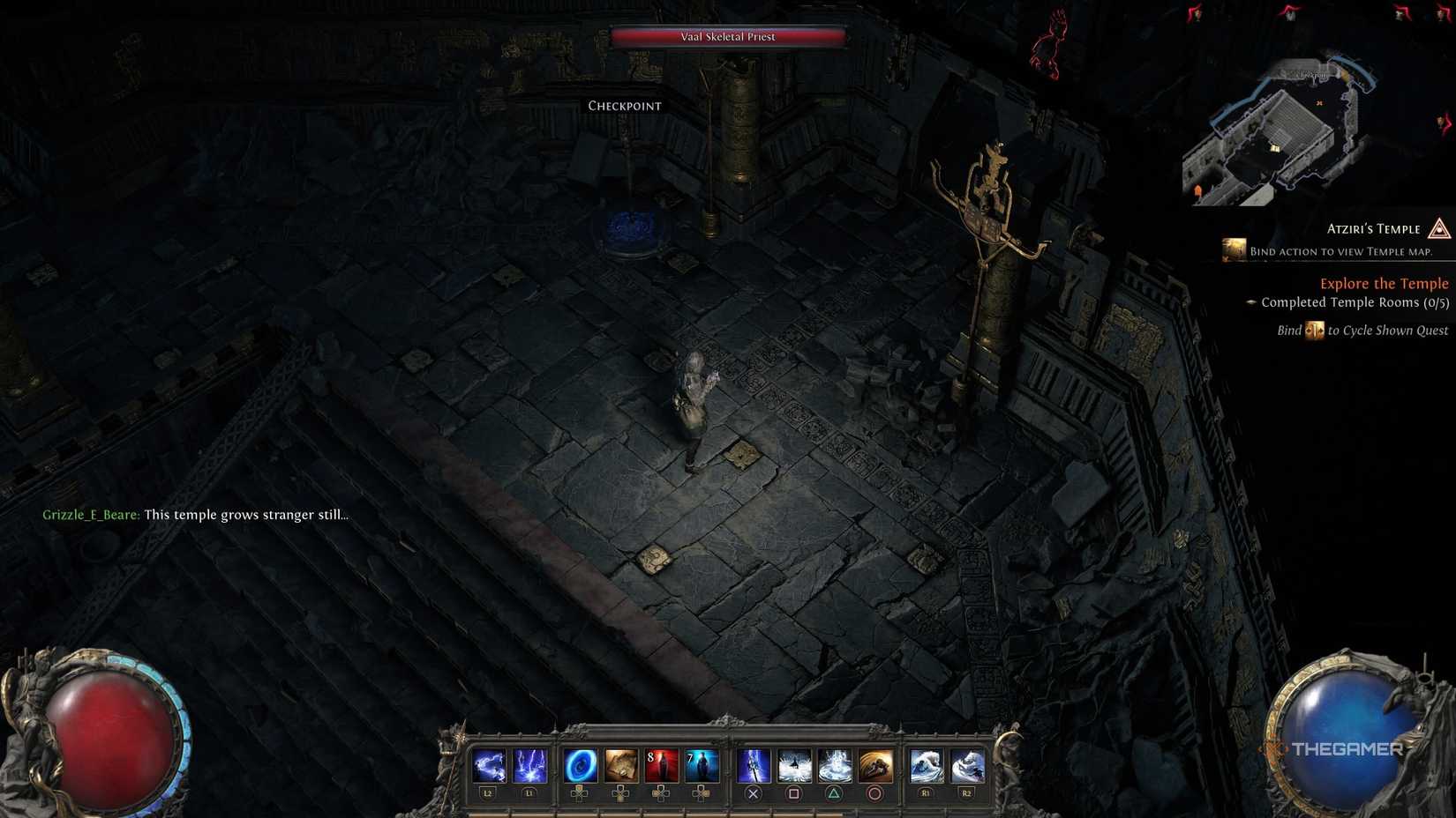 Reaching a checkpoint in the Vaal Temple in Path of Exile 2.