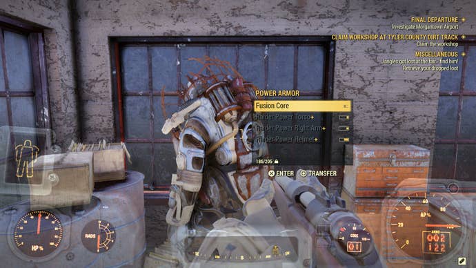 Местонахождение Силовой брони в Кларксбурге в Fallout 76.