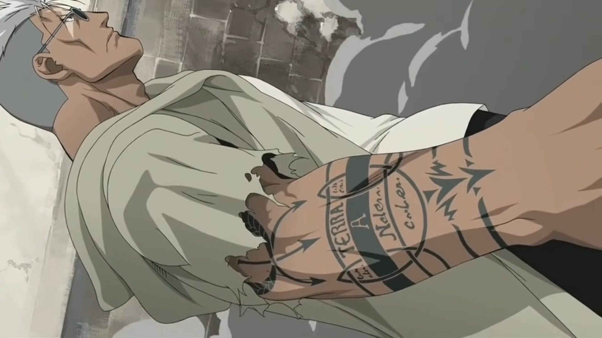 Шрам в аниме-сериале Fullmetal Alchemist: Brotherhood (Image via BONES)