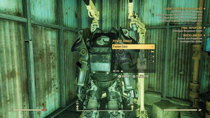 Кусок силовой брони в Моргантауне в Fallout 76.