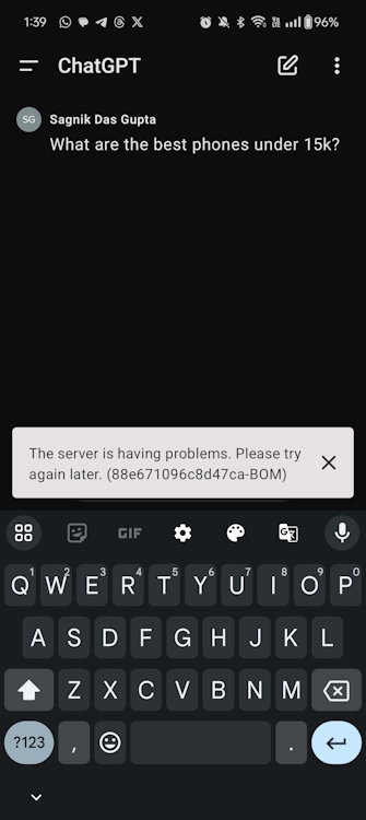 ChatGPT не работает ошибка в мобильном приложении для Android