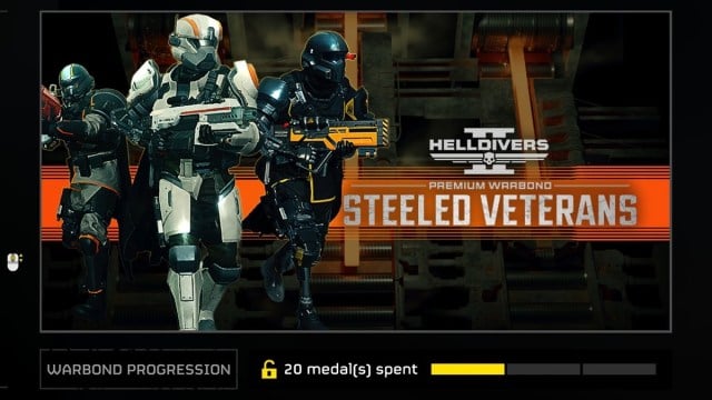 Steeled Veterans Warbond/ Helldivers 2 Season Pass in-game banner.