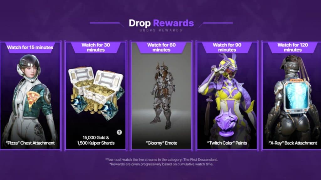 The First Descendant Twitch Drop rewards