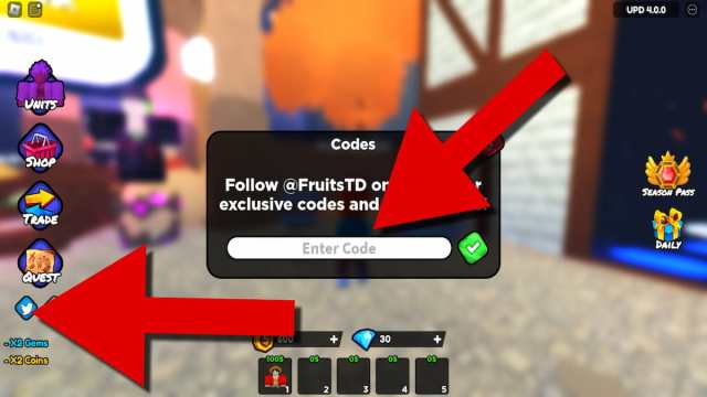Как выкупать коды в Fruit Tower Defense. 