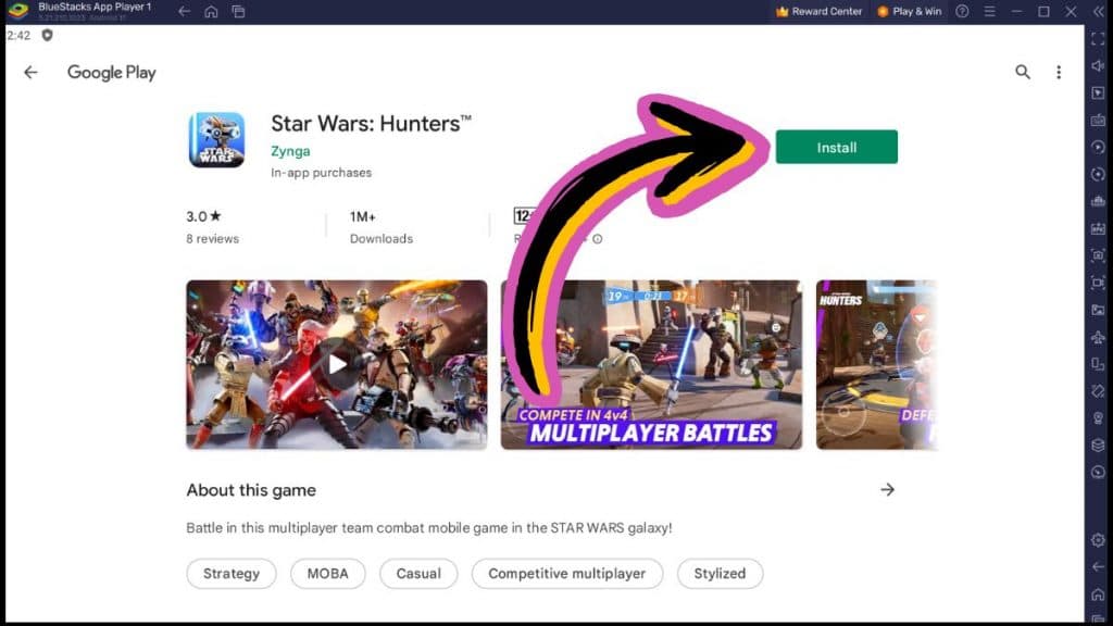 Вариант установки Star Wars: Hunters на ПК