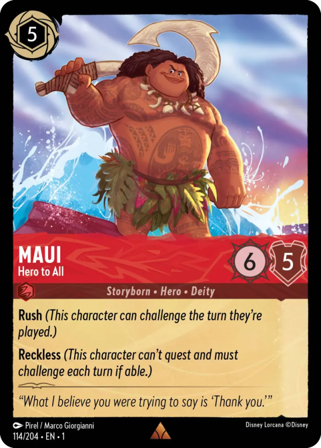 lorcana maui hero to all card