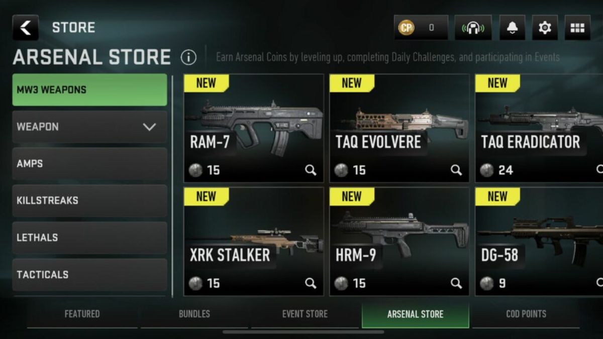 Warzone Mobile Arsenal Store