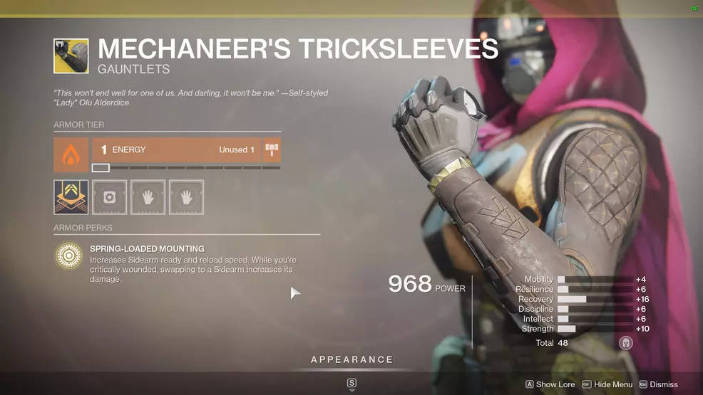 Destiny 2 Exotic Hunter armor Mechaneer's Tricksleeves