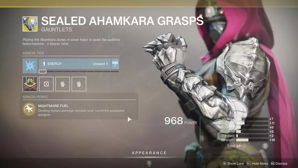 Destiny 2 Exotic Hunter armor Sealed Ahamkara Grasps