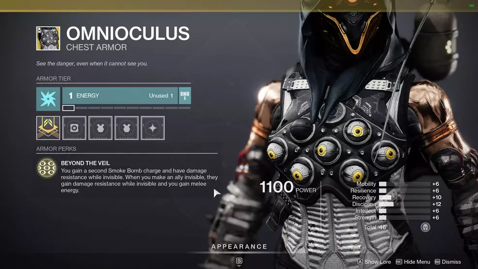 destiny 2 hunter exotic armor omnioculus