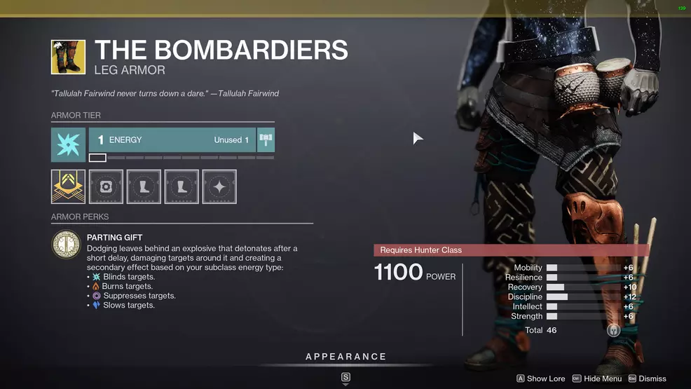 destiny 2 hunter exotic armor the bombardiers