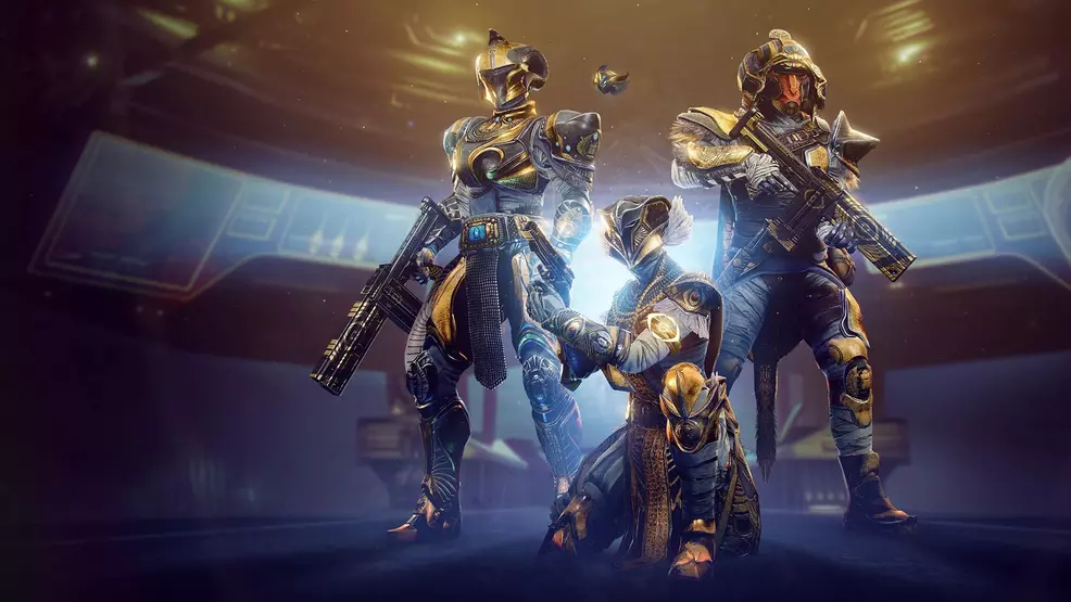 Three Guardians pose in Trials of Osirirs armor