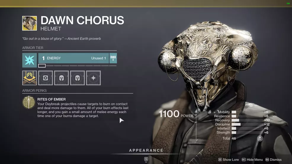 destiny 2 exotic warlock armor dawn chorus