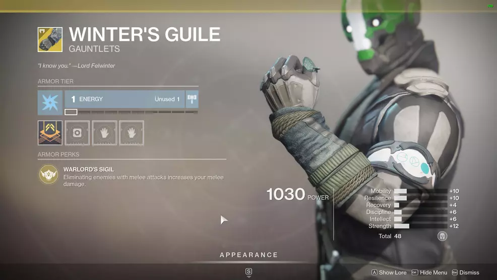 Destiny 2 Warlock Exotic Armor Winter's Guile