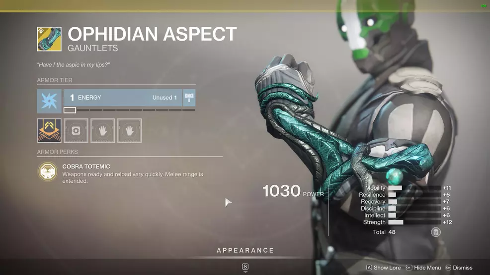 Destiny 2 Warlock Exotic Armor Ophidian Aspect