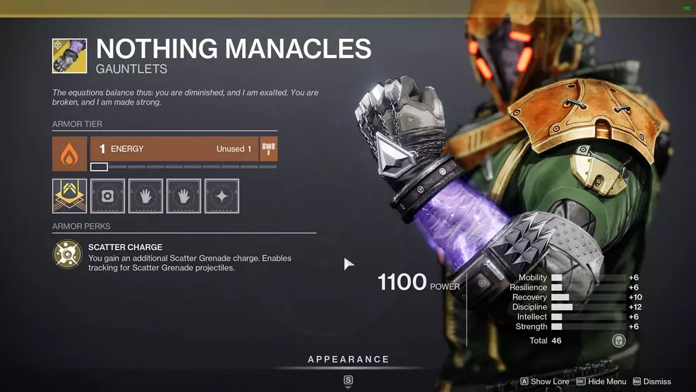 destiny 2 exotic warlock armor nothing manacles