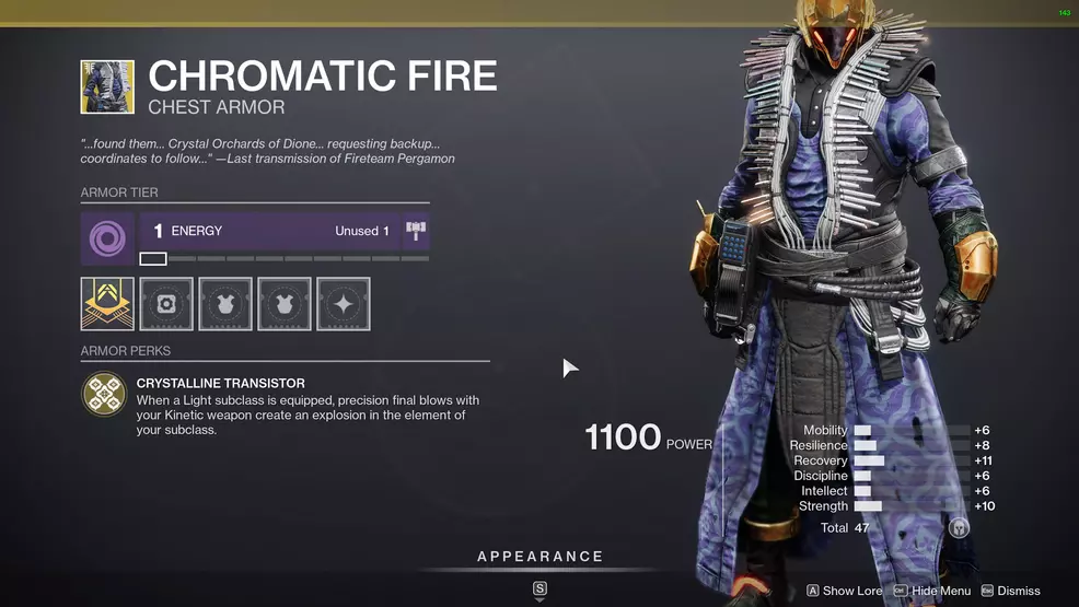 destiny 2 exotic warlock armor chromatic fire