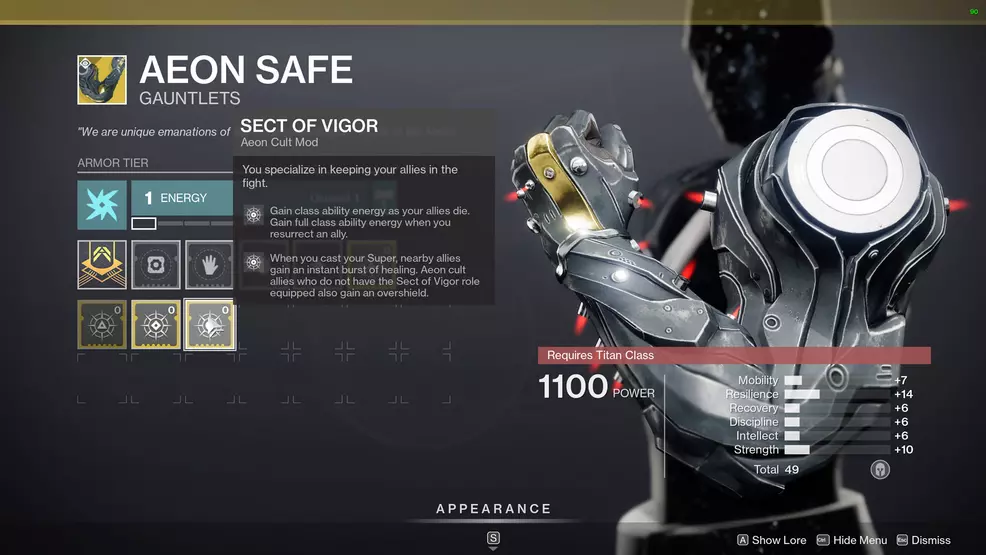 destiny 2 exotic titan armor aeon safe