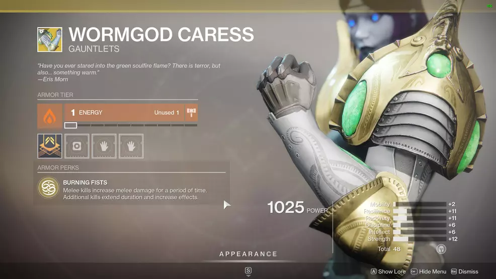 Destiny 2 Exotic Titan Armor Wormgod Caress