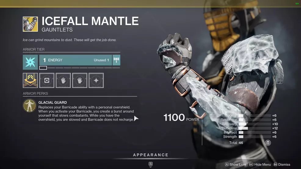 exotic titan armor icefall mantle