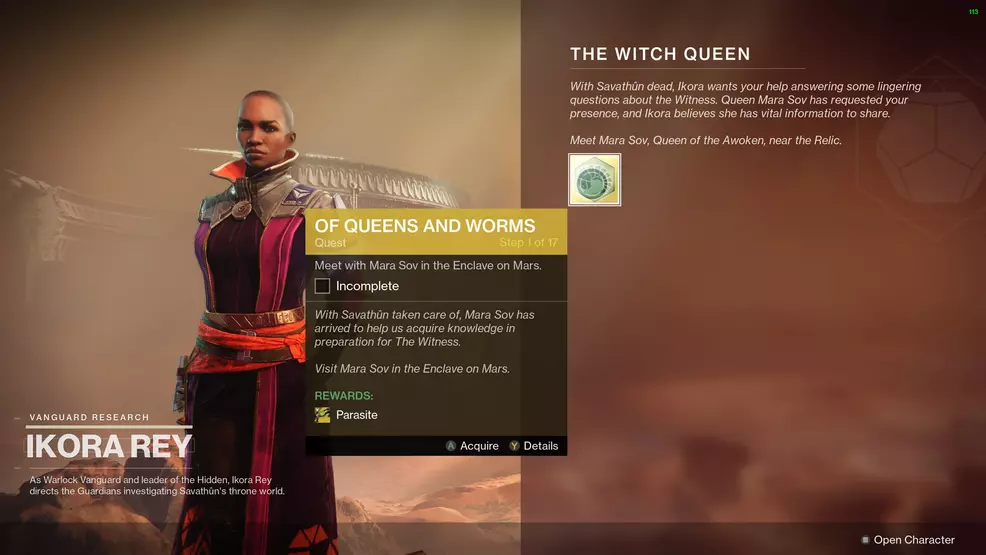 destiny 2 of queens and worms quest