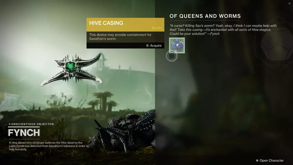 destiny 2 of queens and worms fynch hive casing