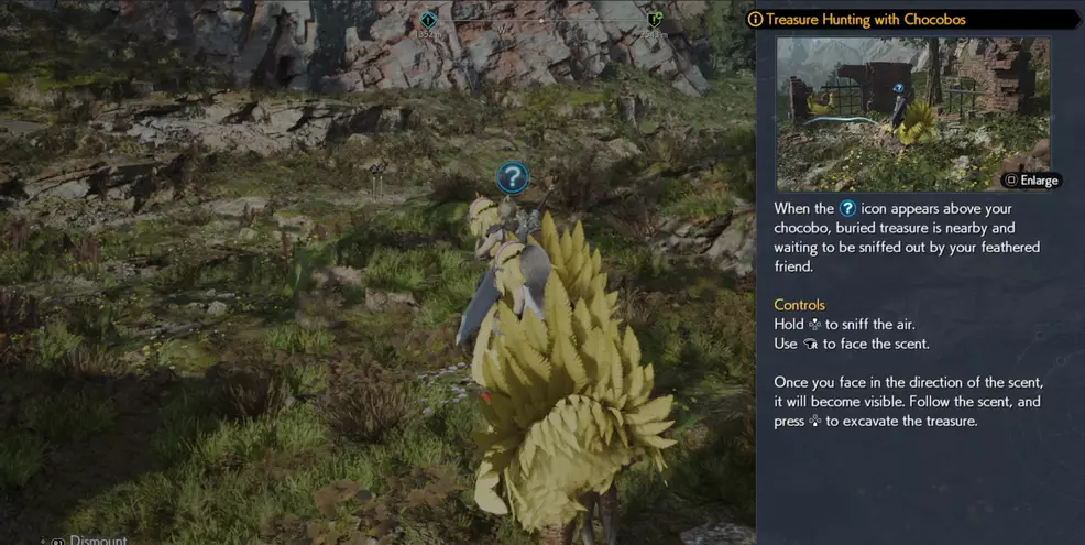 a tutorial of your Chocobo learning to dig for treasure.