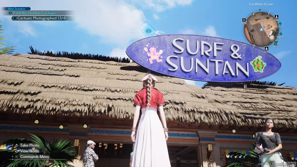 the pink Cactuar on the Surf and Suntan sign