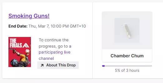 Twitch Drop progress for The Finals