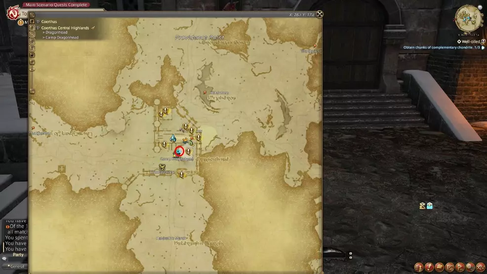 Map location of the NPC to start Heavensward