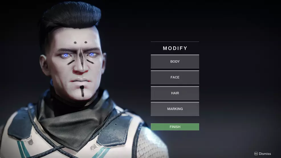 The character customization screen from Destiny 2