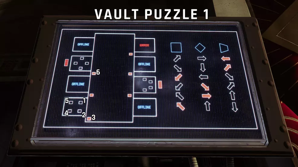 The solution to Vault Puzzle 1