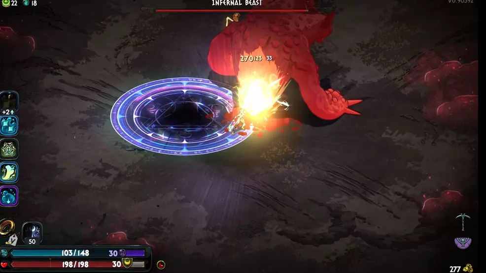 Cerberus ground-slamming his way around the boss arena in Hades 2