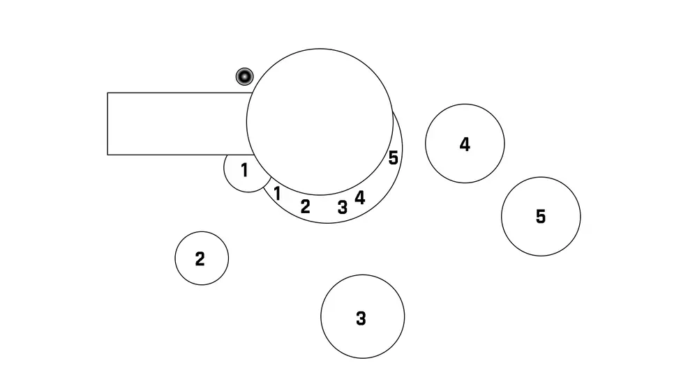 A map showing the location of the torches and totems for the second puzzle for Buried Bloodline catalyst