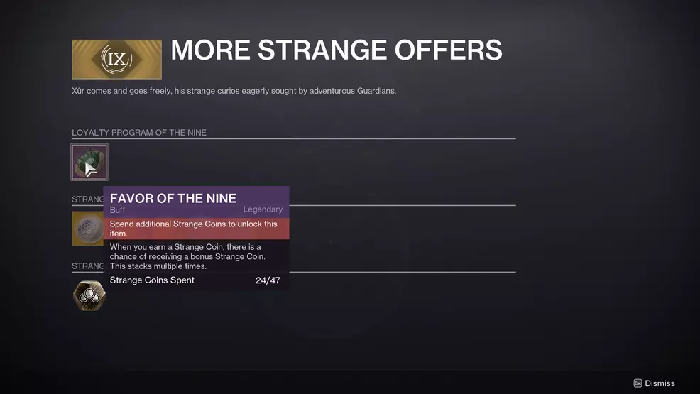 An image showing the Favor of the Nine buff in Destiny 2