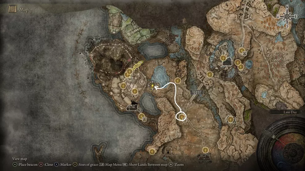 Map showing the route to the incursion painting solution