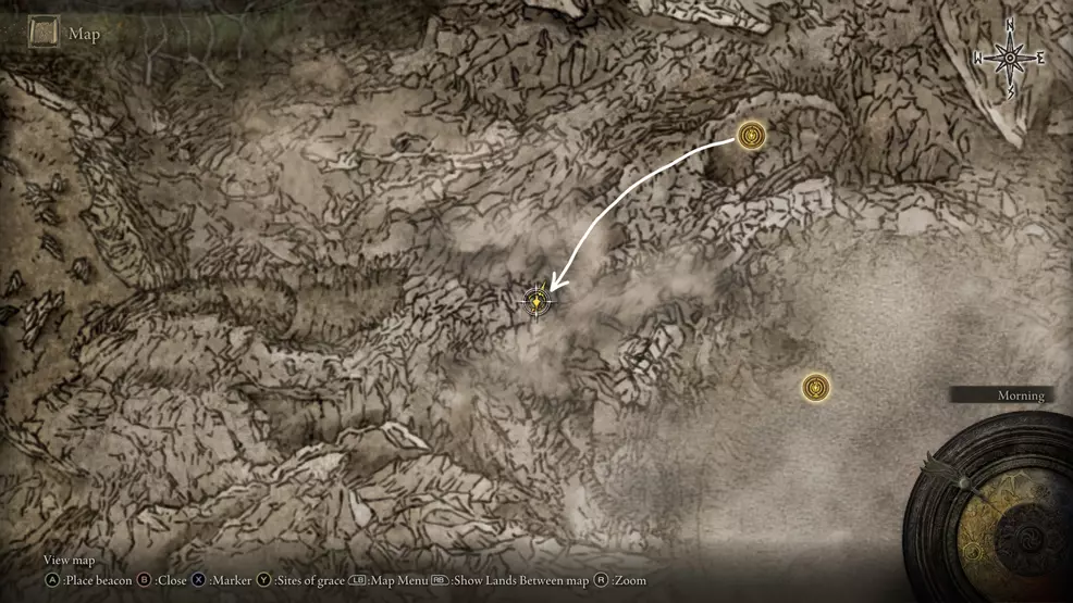 A map of Jagged Peak showing a route to the Domain of Dragons painting solution