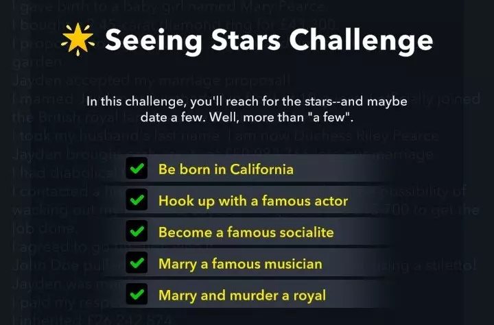 The Seeing Stars Challenges in BitLife