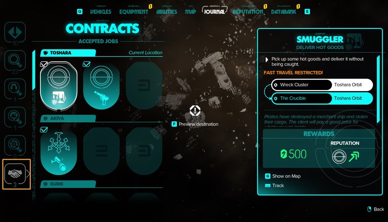 Contracts Tab and Lists in Star Wars Outlaws