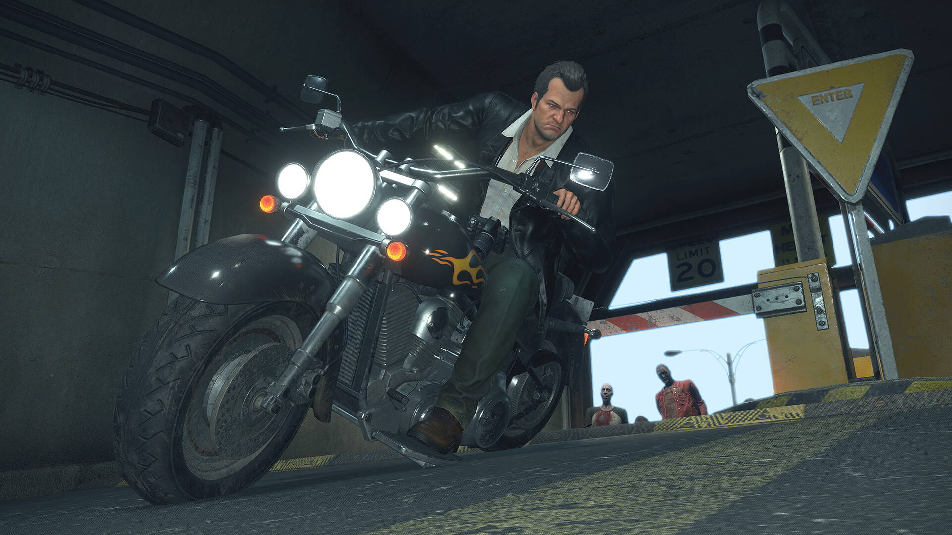 Dead Rising Deluxe Remaster Frank on Motorcycle